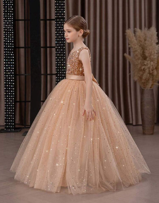 Vestido dorado estrellitas evento gala