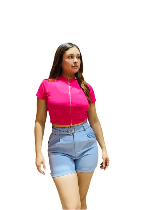 Short tiro alto con faja tela formal Intrigue INT7-1740 Azul 7450122116821 445315