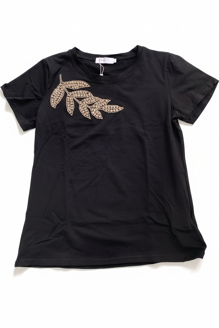 Camisa Blusa Dama negra brillos camiseta CTD1227-19  590390