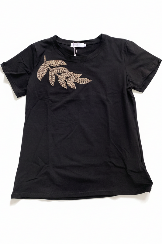 Camisa Blusa Dama negra brillos camiseta CTD1227-19  590390