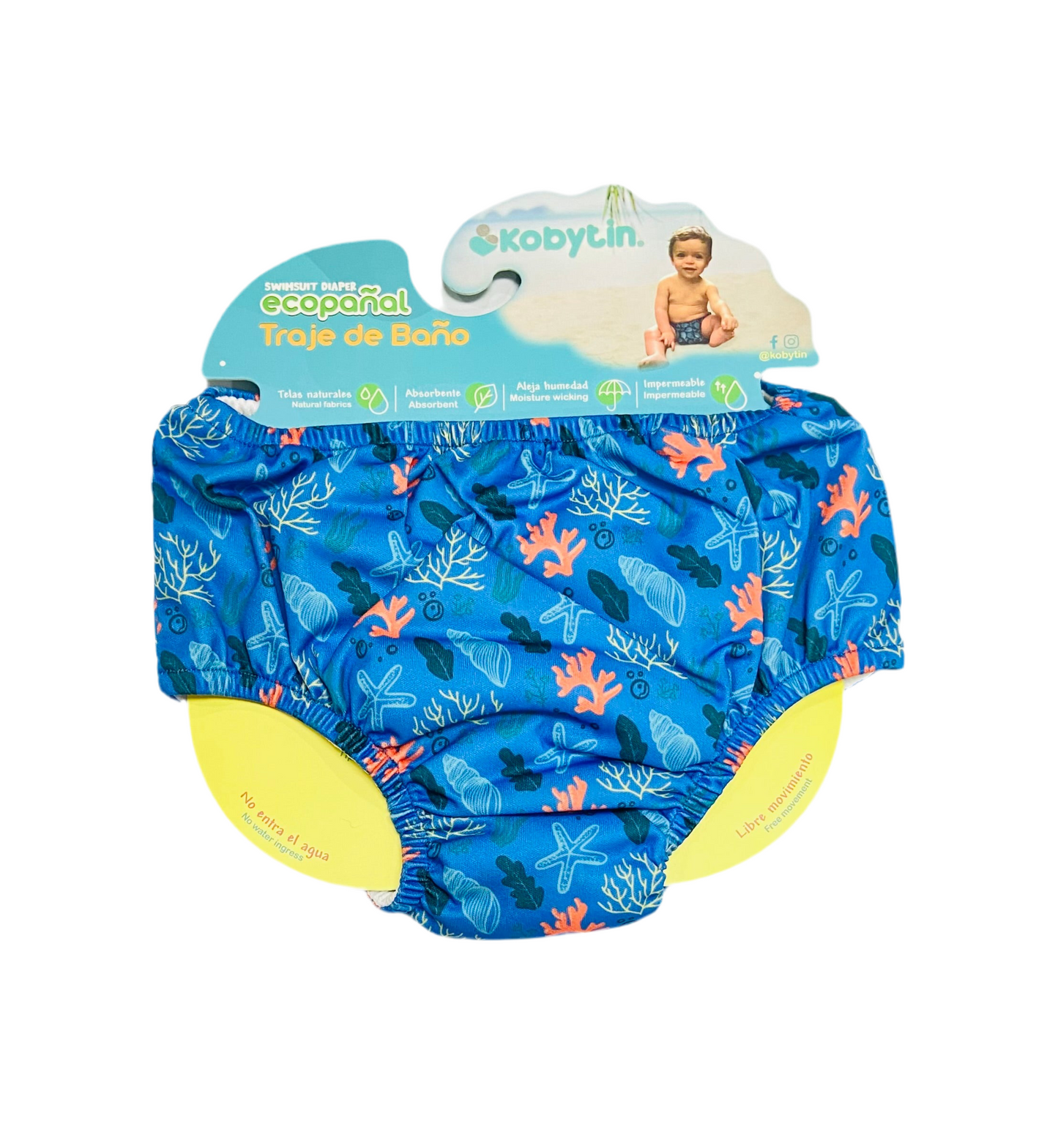 Eco Pañal KOBYTIN traje de baño bebé azul bebé Niño