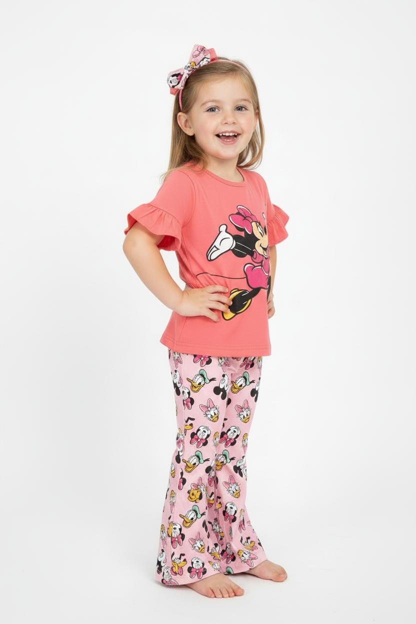 Set conjunto 2 piezas camisa rosada pantalón rosado Minnie bebe niña D9-MI-1286B promo 2x1000