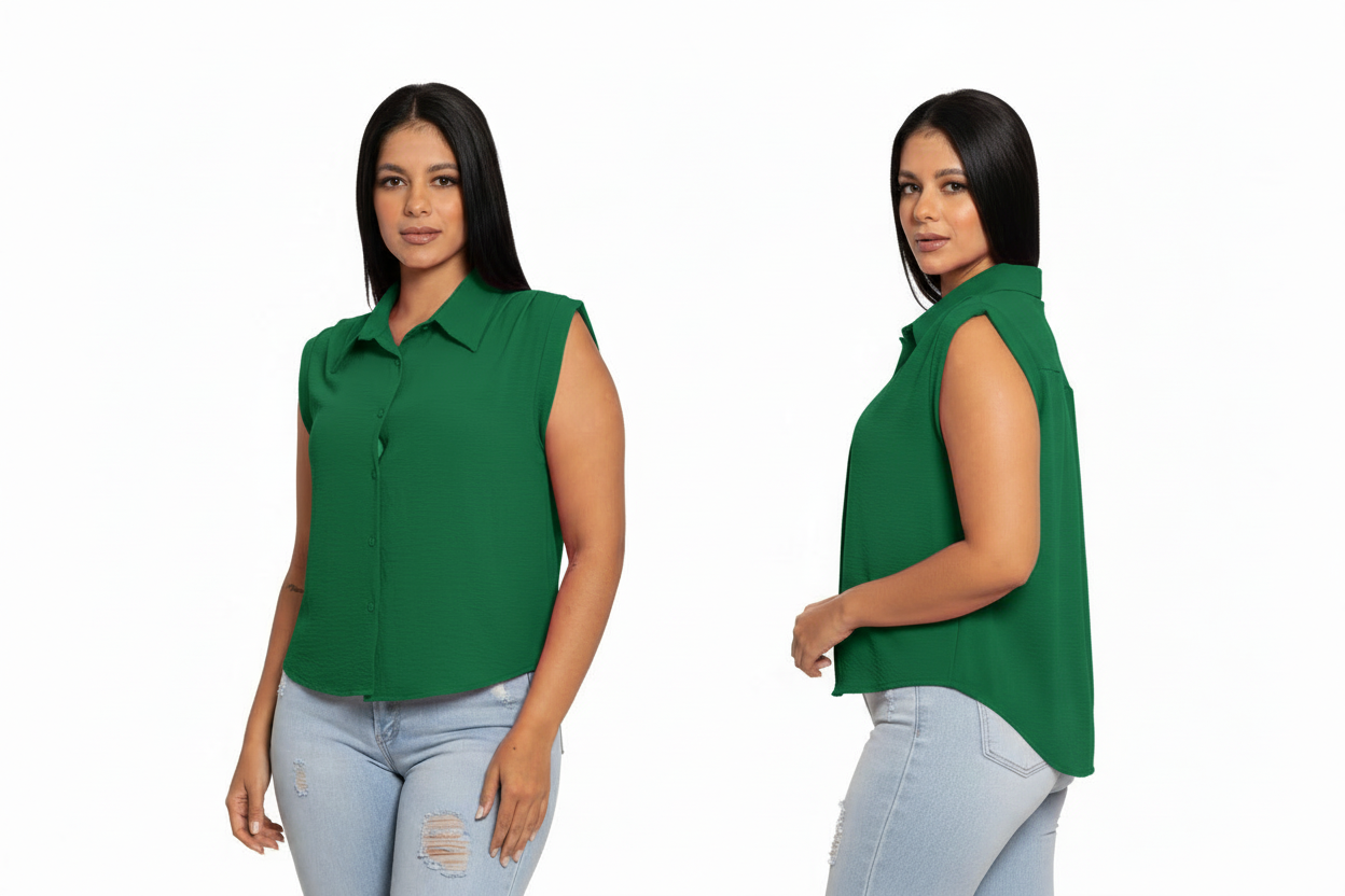 Camisa dama mujer verde esmeralda chic mi CTD1152-46 490390
