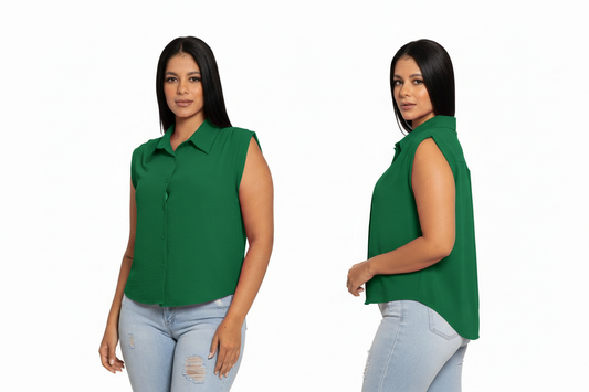 Camisa dama mujer verde esmeralda chic mi CTD1152-46 490390
