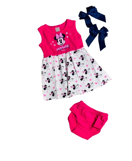 Vestido rosado blanco Minnie Disney bebe niña d10-mi-1289