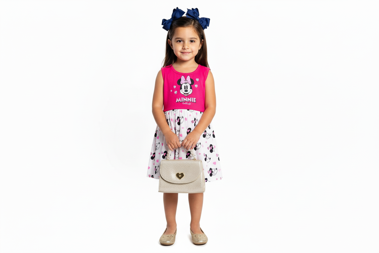 Vestido rosado blanco Minnie Disney bebe niña D10-MI-1289B promo 3x1000 490390