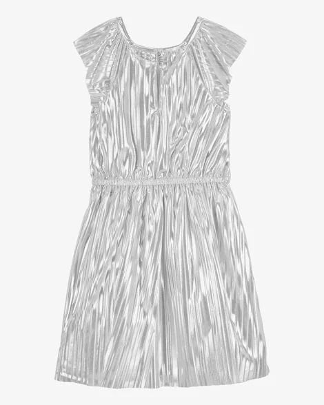 Vestido plateado metalico niña grande oshkosh
