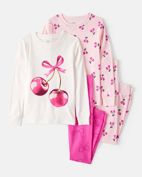 Set 2 pijamas blanco rosado cerezas cherry niña Carters 3T702810