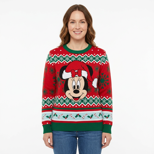 Sueter navideño Minnie mujer dama B1-AD-3304C verde rojo