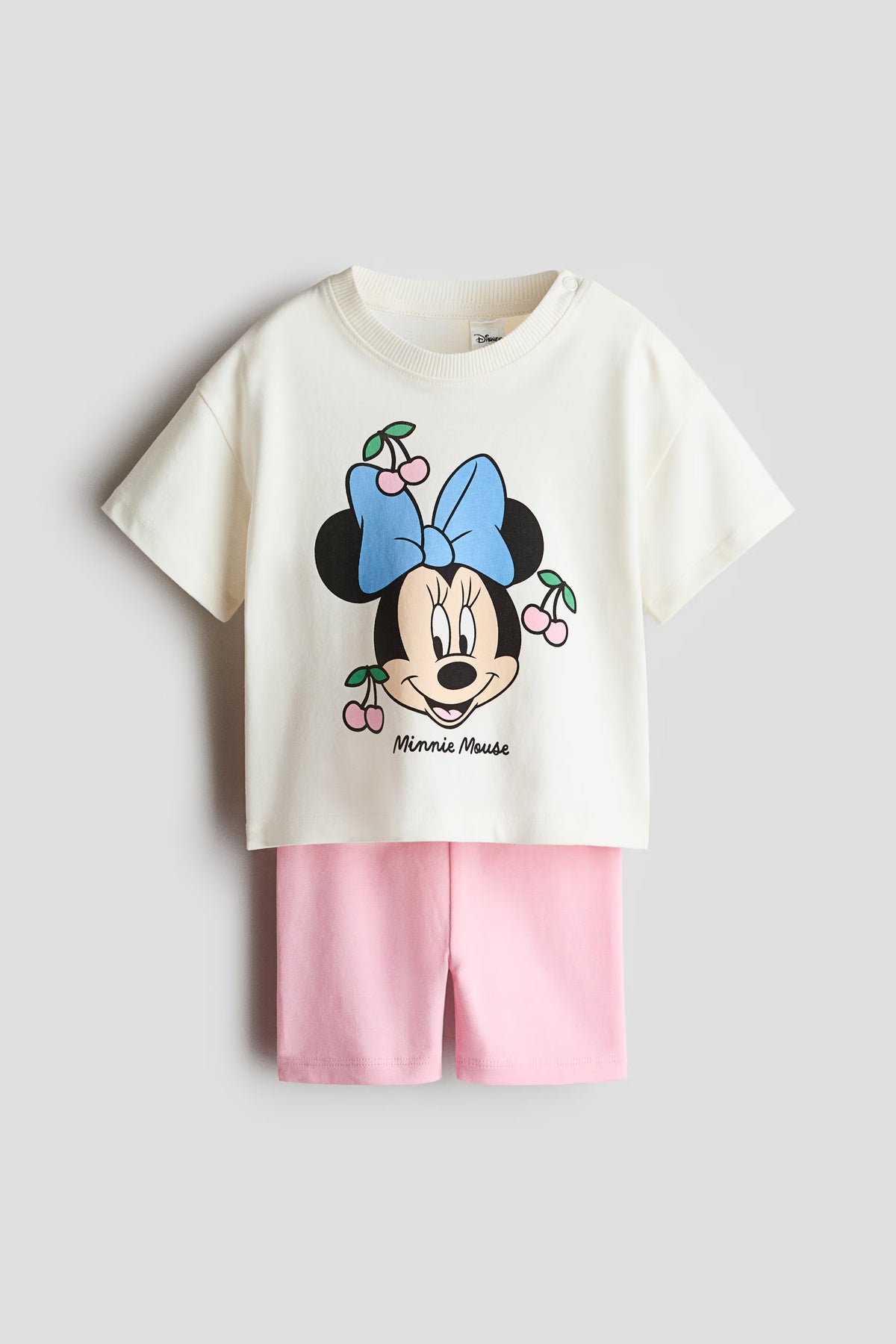 Set conjunto minnie camisa short rosado bebe niña H&M 1320121010