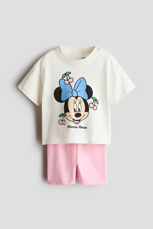 Set conjunto minnie camisa short rosado bebe niña H&M 1320121010