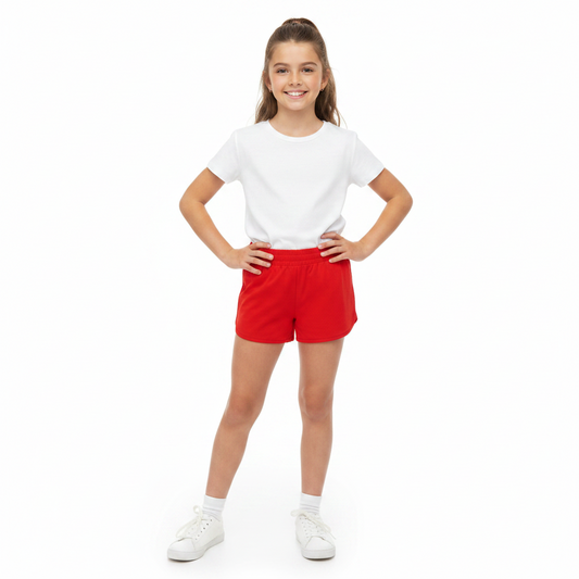 Calzoneta deportivo Short traje de baño rojo niña promo 4x1000
