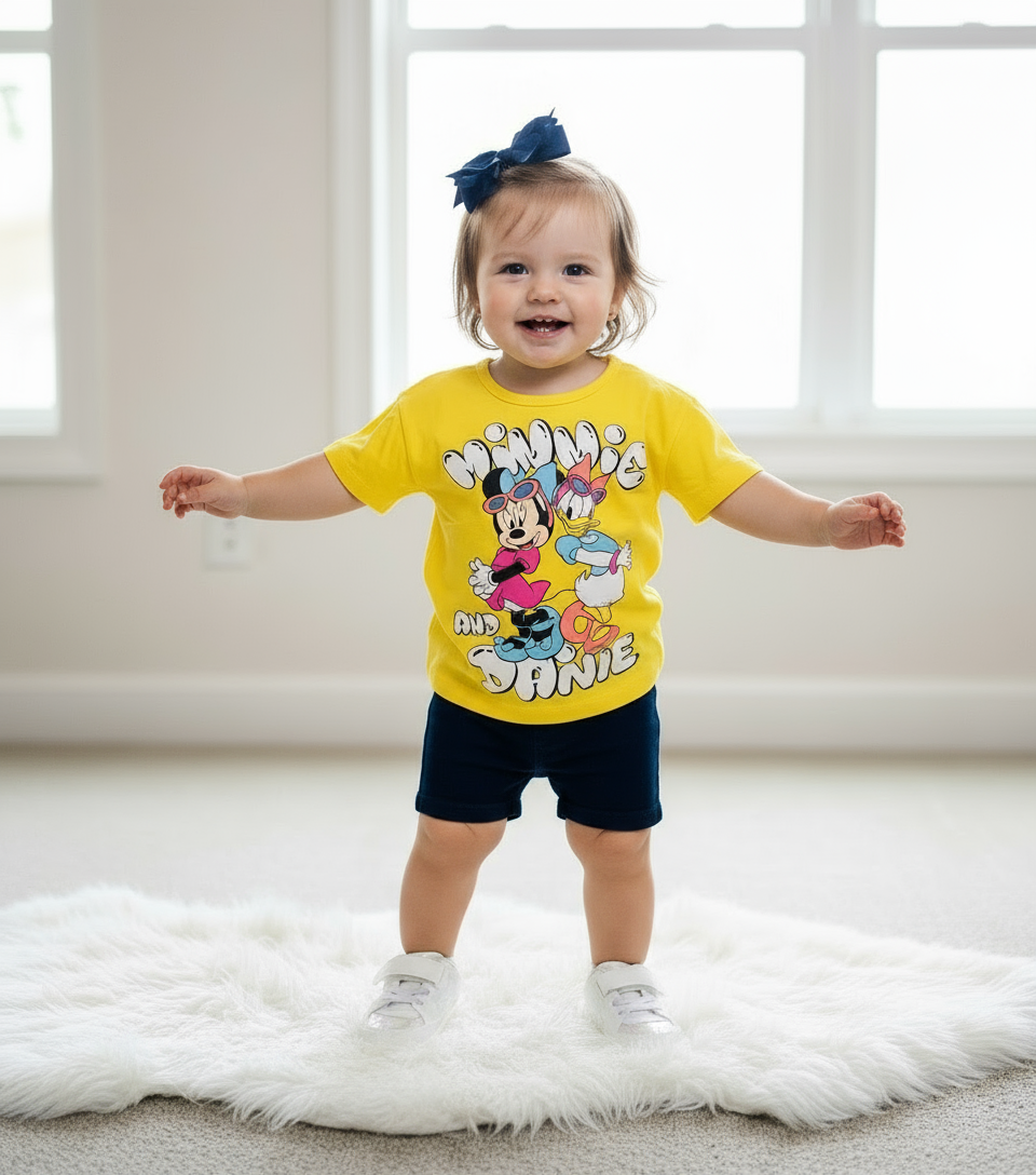 Set 2 piezas camisa amarilla bebe niña minnie disney D9-MI-1259B promo 2x1000