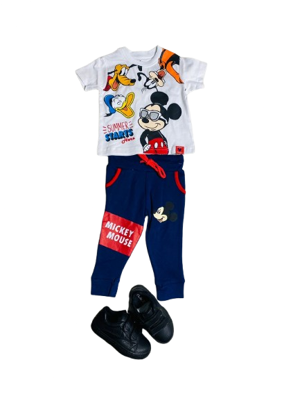 Set 2 piezas pijama Mickey camisa blanca niño