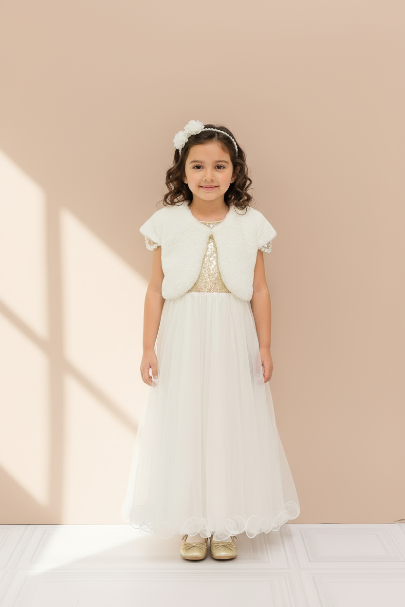 Vestido blanco de gala con chaleco