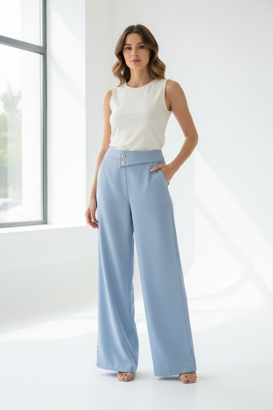 Pantalon Dama Tela Formal Azul Celeste INT3-1734  690590490 promo 3x1000