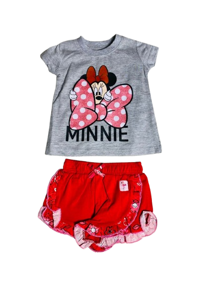 Set 2 piezas camisa gris bebe niña minnie disney