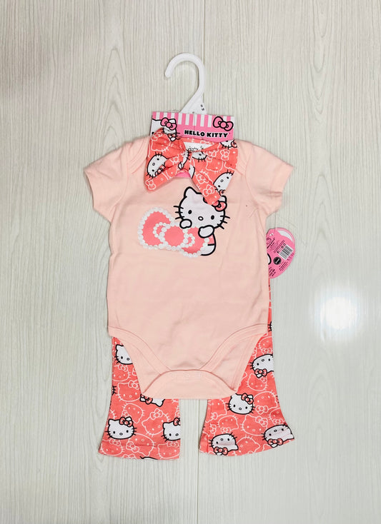 Set 3 piezas Mameluco y pantalón Hello Kitty bebé niña
