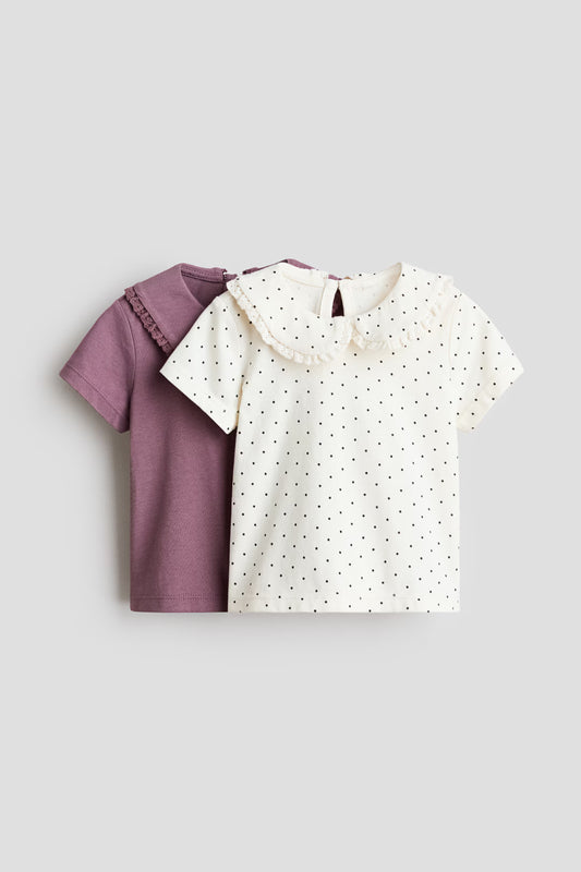 Set 2 camisas morada blanca polka dot niña H&M 1315463005 Coello español Peter Pan