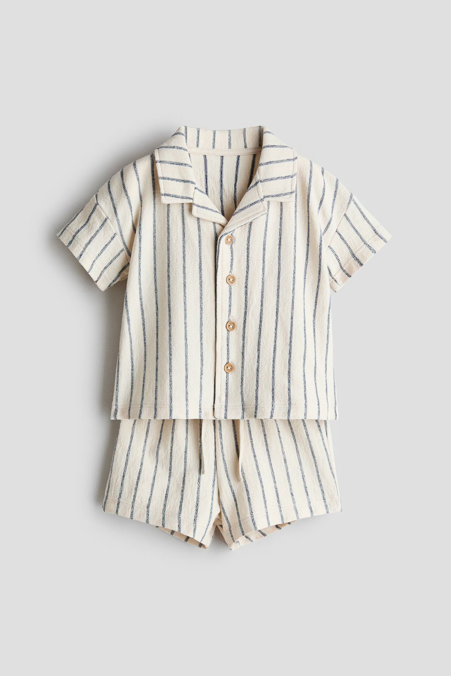 Set conjunto 2 piezas camisa short beige bebe niño H&M 1314921005