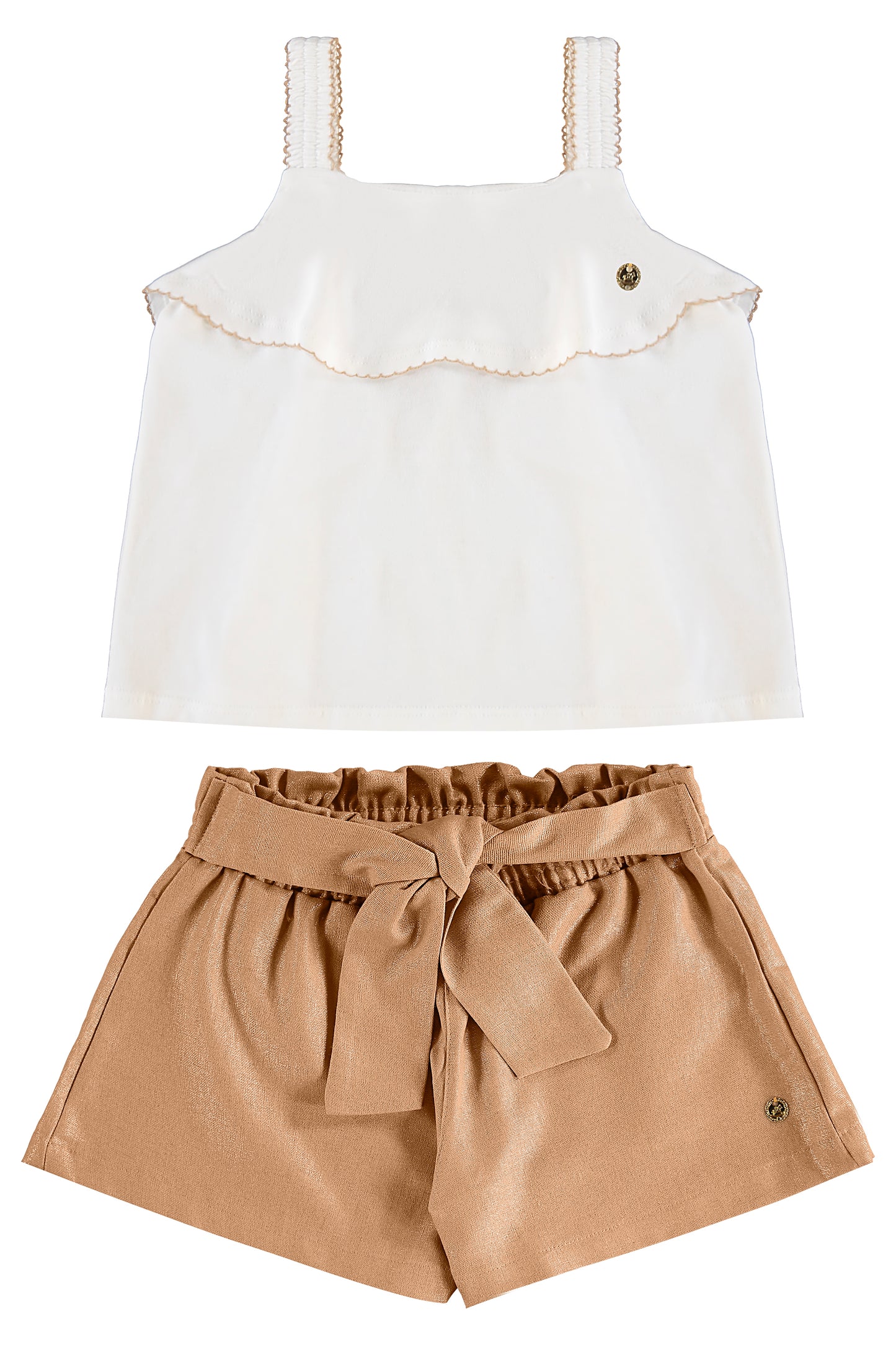 Set conjunto camisa blanca short café Up Baby 46328-000106