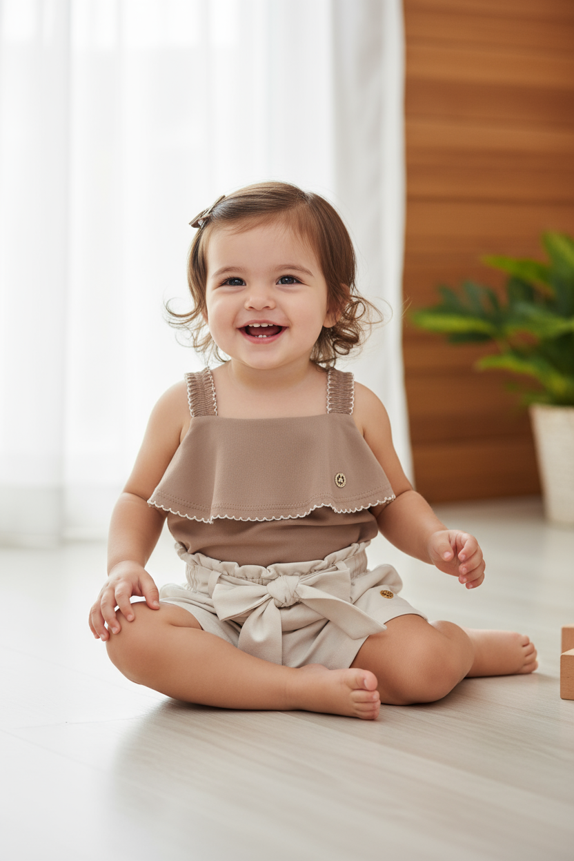 Set conjunto camisa café short beige Up Baby 46328-151215