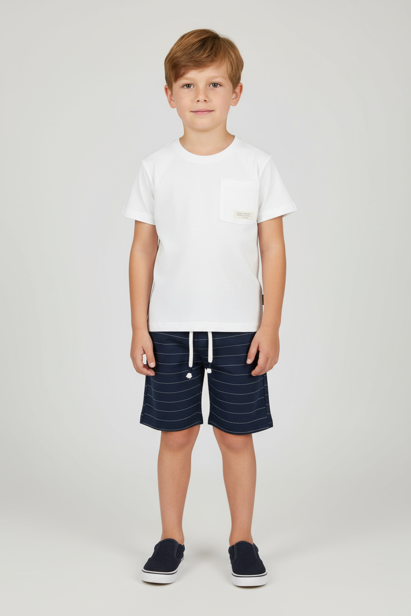 Set conjunto niño camisa blanca short azul 46352-000101
