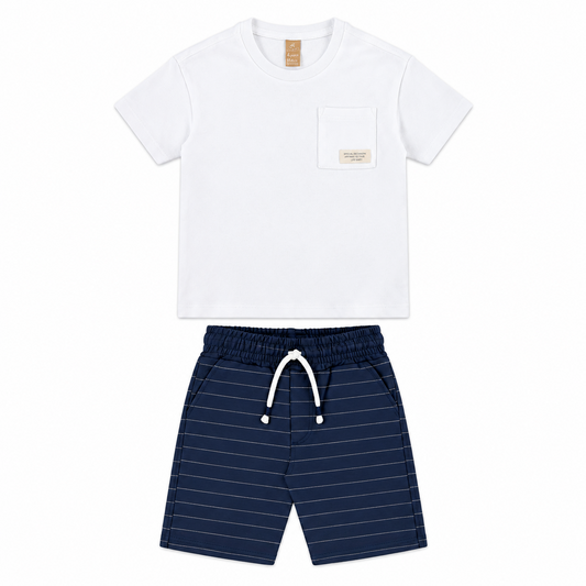 Set conjunto niño camisa blanca short azul 46352-000101