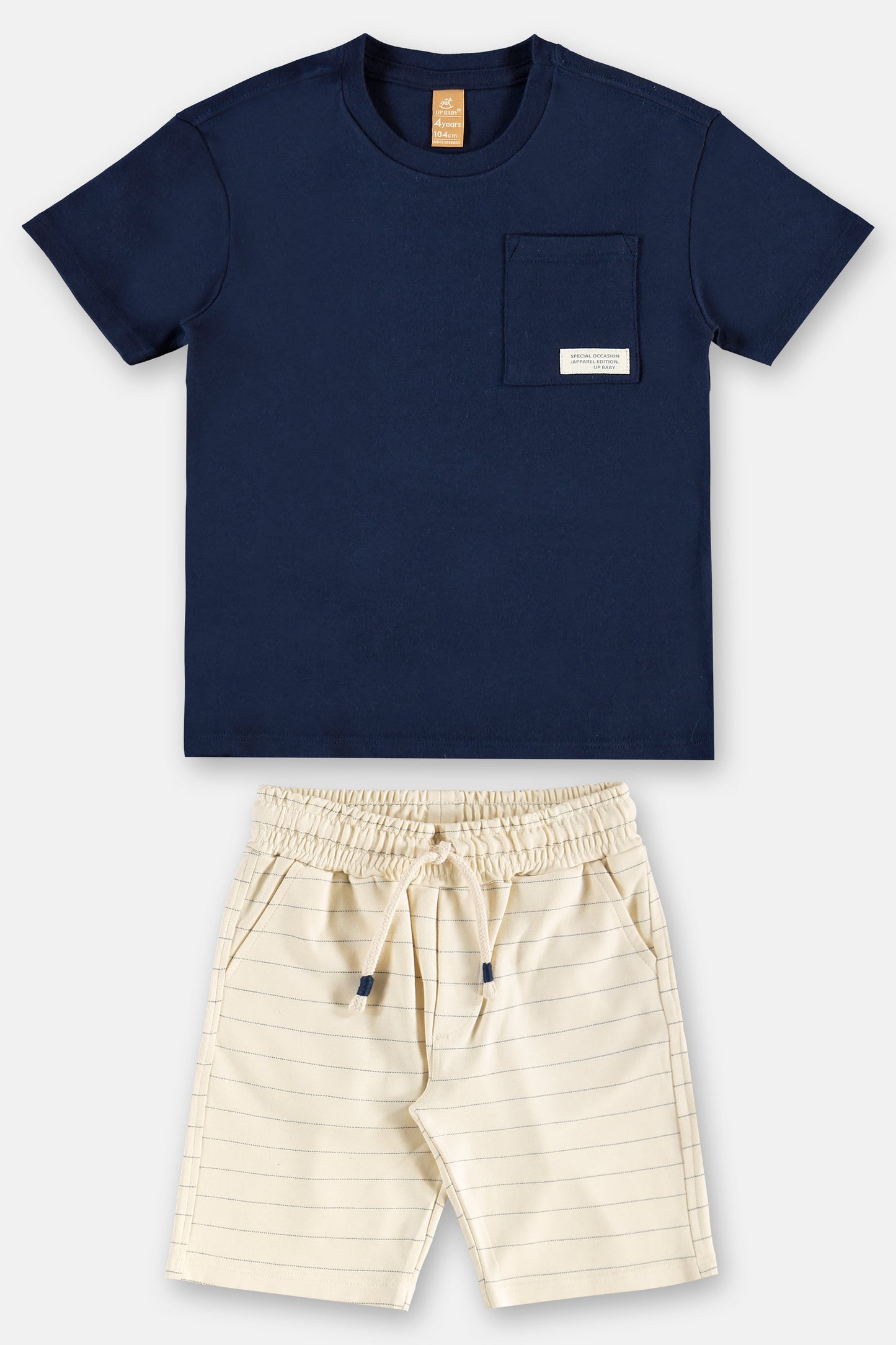 Set conjunto niño camisa azul short beige 46352-193921