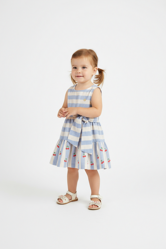 Vestido azul blanco niña Up Baby 46384-154312