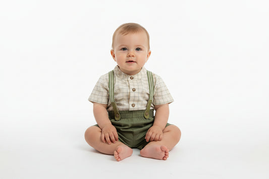 Set conjunto formal tirantes bebe niño verde Up Baby 46408-000106