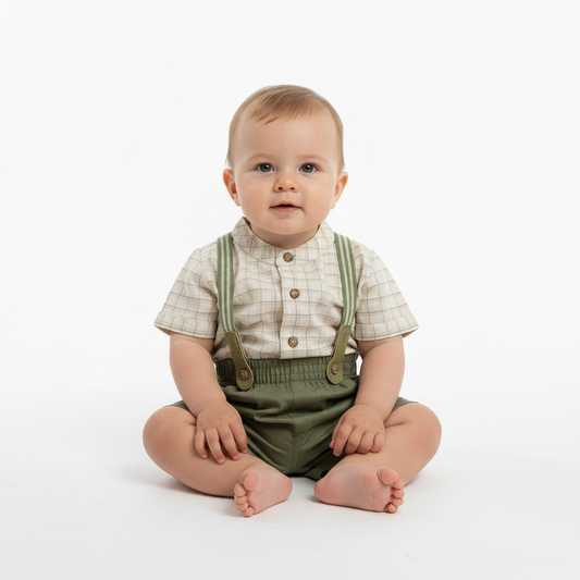 Set conjunto formal tirantes bebe niño verde Up Baby 46408-000106