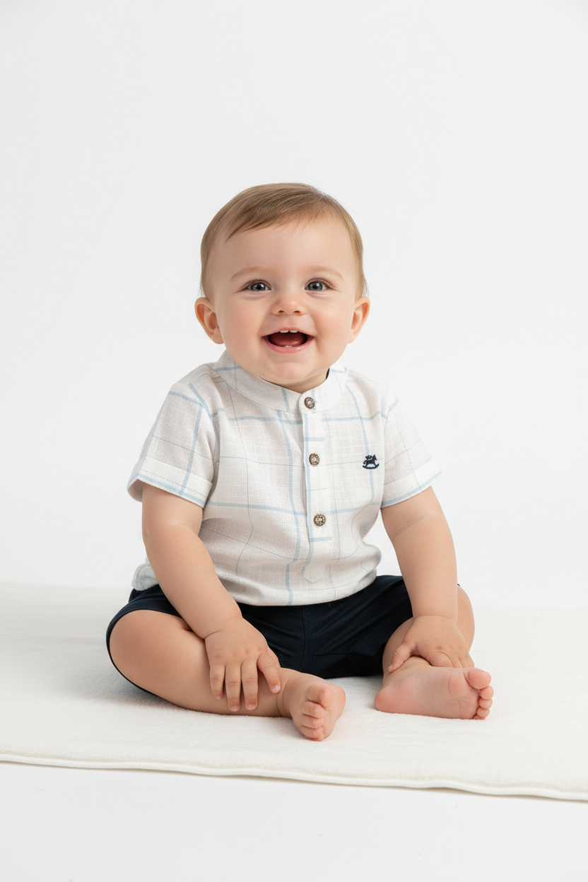 Set conjunto camisa blanca short negro bebe niño Up Baby 46409-000101