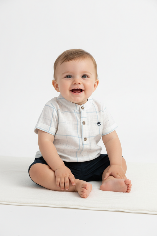 Set conjunto camisa blanca short negro bebe niño Up Baby 46409-000101