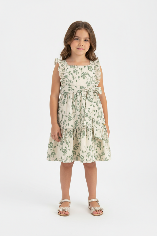 Vestido flores verde blanco niña Up Baby 46578-196050