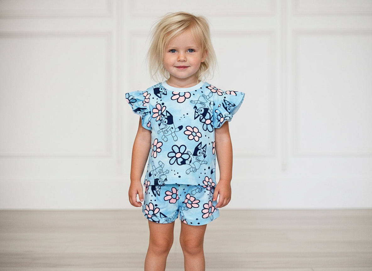 Set 2 piezas Bluey short camisa niña