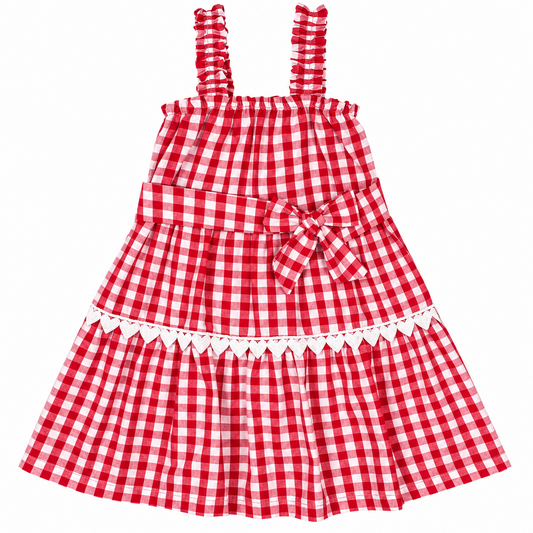 Vestido cusdros rojo chongo niña Up Baby 46874-191763