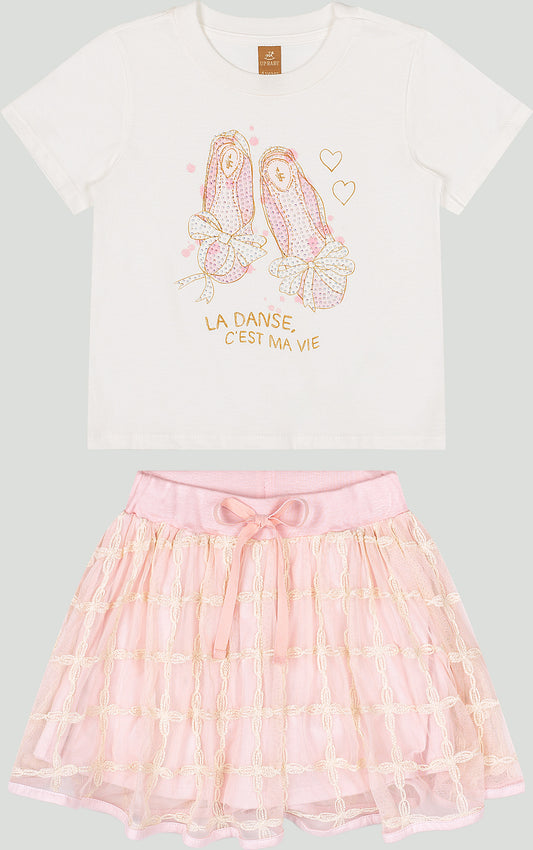 Set conjunto ballet camisa blanca falda tutu rosada niña Up Baby 46905-000106