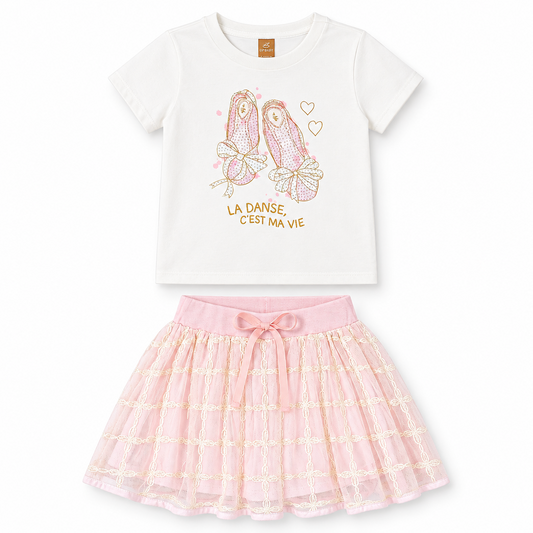 Set conjunto ballet camisa blanca falda tutu rosada niña Up Baby 46905-000106