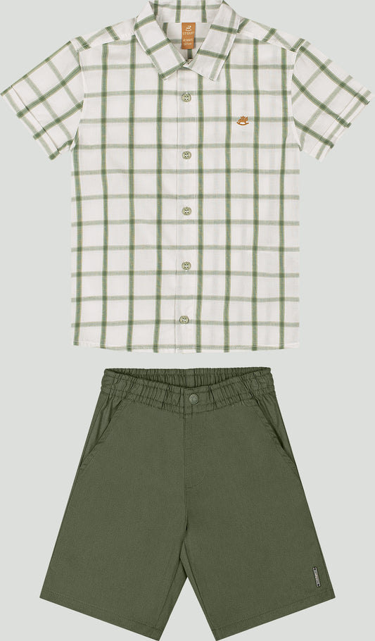 Set conjunto camisa rayas blanca short verde niño up baby 46914-190315