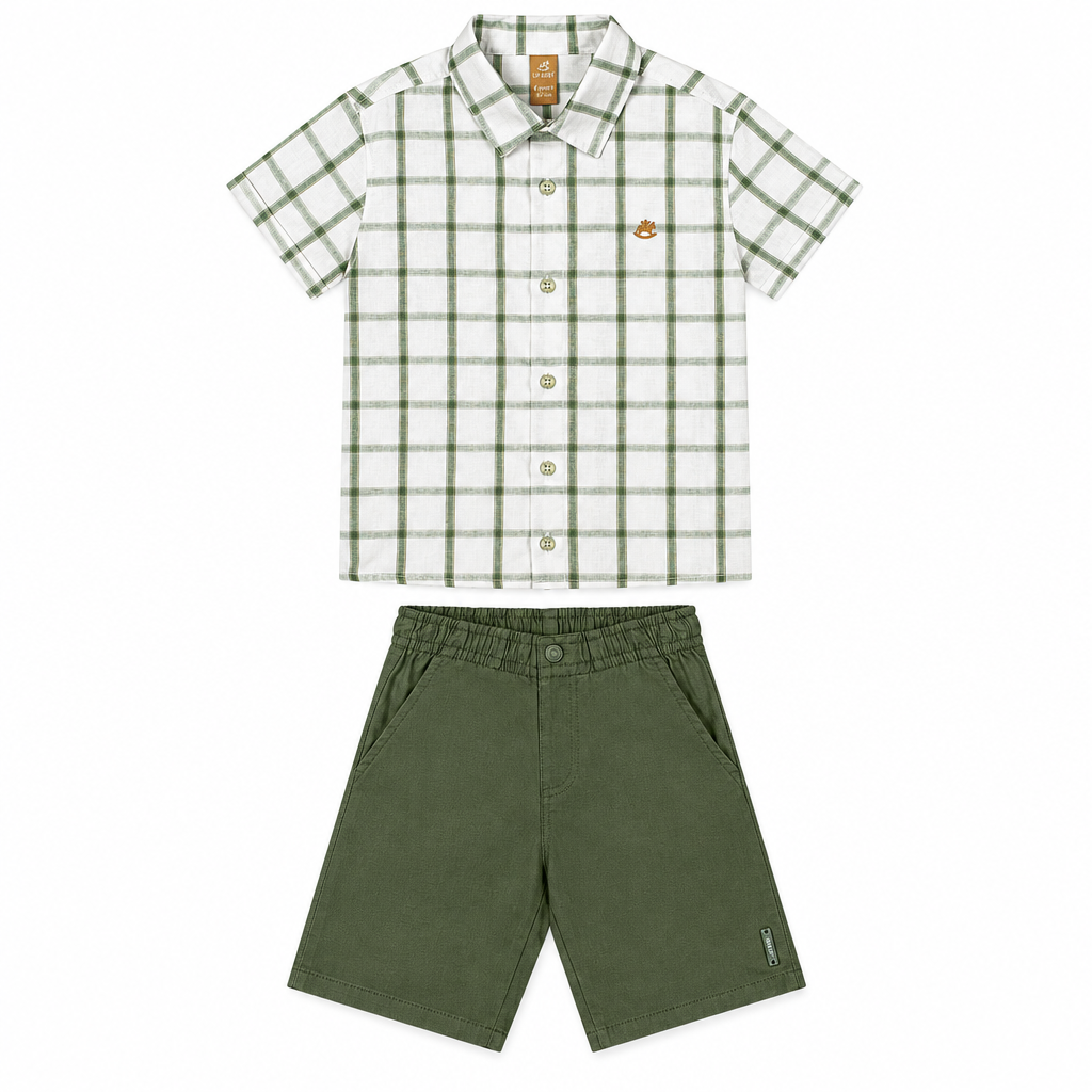 Set conjunto camisa rayas blanca short verde niño up baby 46914-190315
