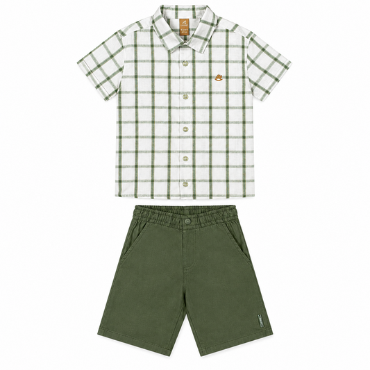 Set conjunto camisa rayas blanca short verde niño up baby 46914-190315
