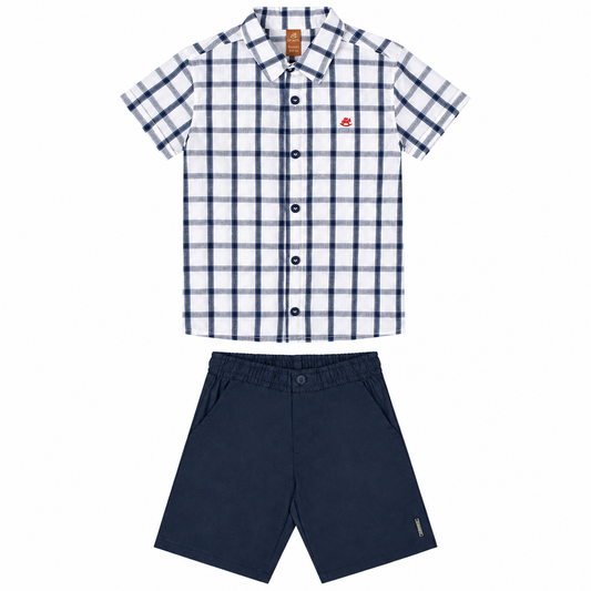 Set conjunto camisa rayas blanca azul short niño up baby 46914-193921