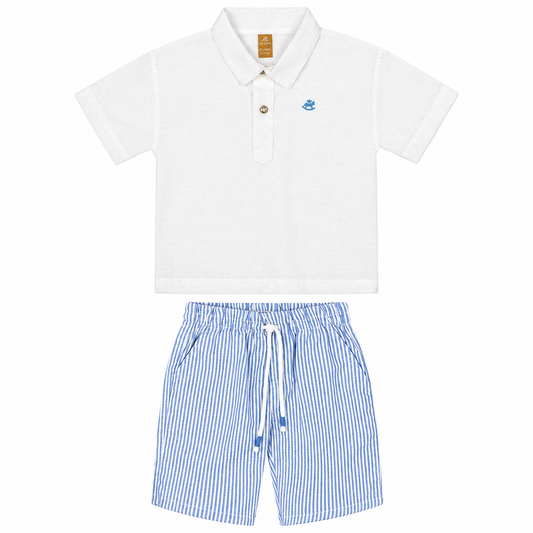 Set conjunto camisa blanca short rayas azul niño Up Baby 46916-000279