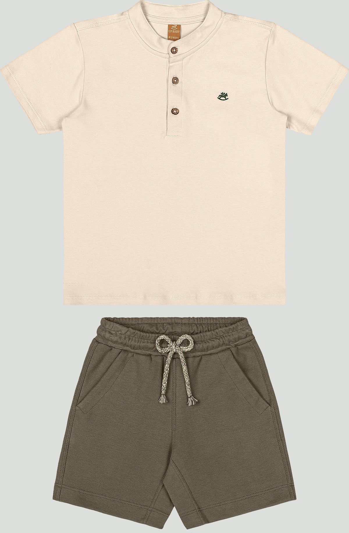 Set conjunto camisa beige henley short niño Up Baby 46945-120304
