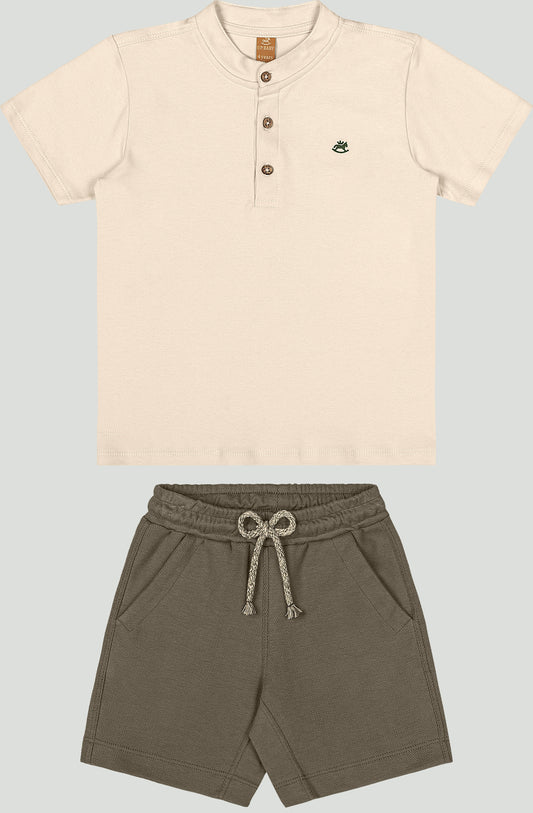Set conjunto camisa beige henley short niño Up Baby 46945-120304