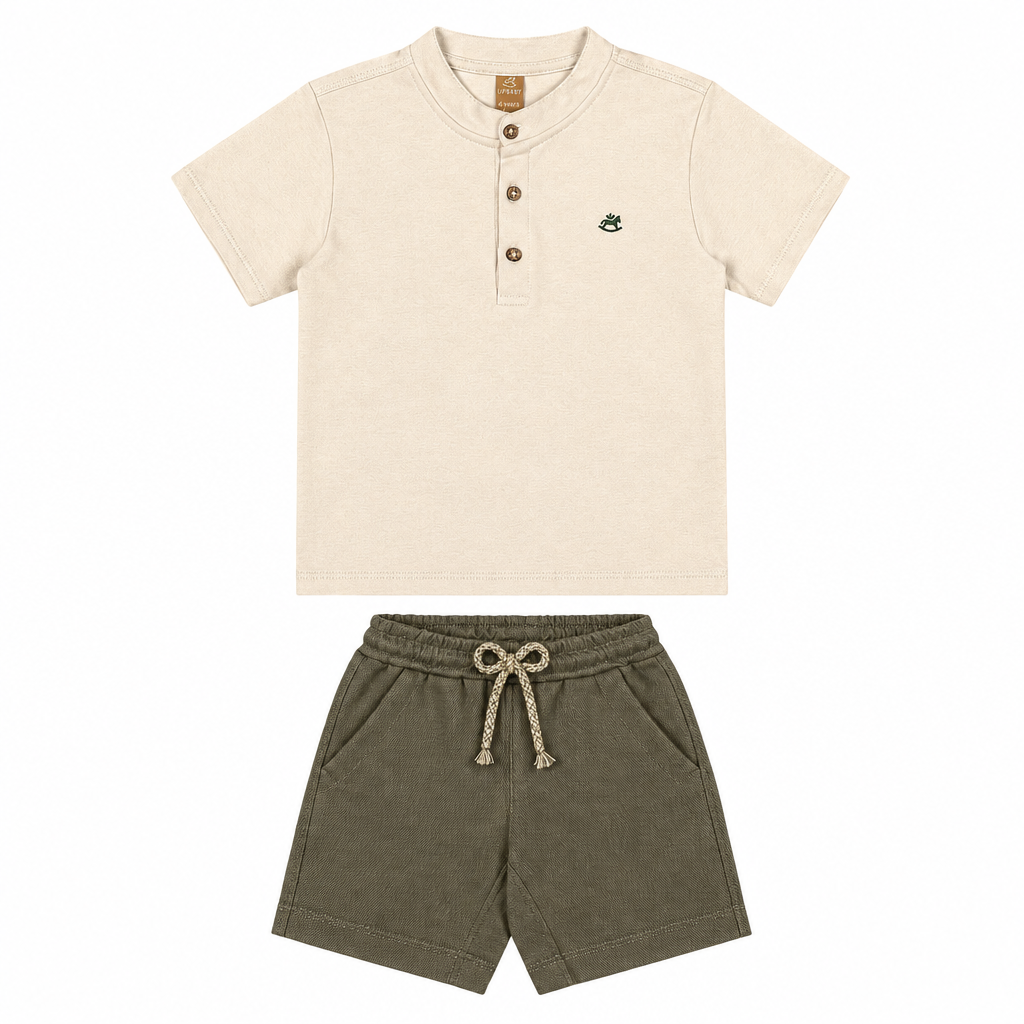 Set conjunto camisa beige henley short niño Up Baby 46945-120304