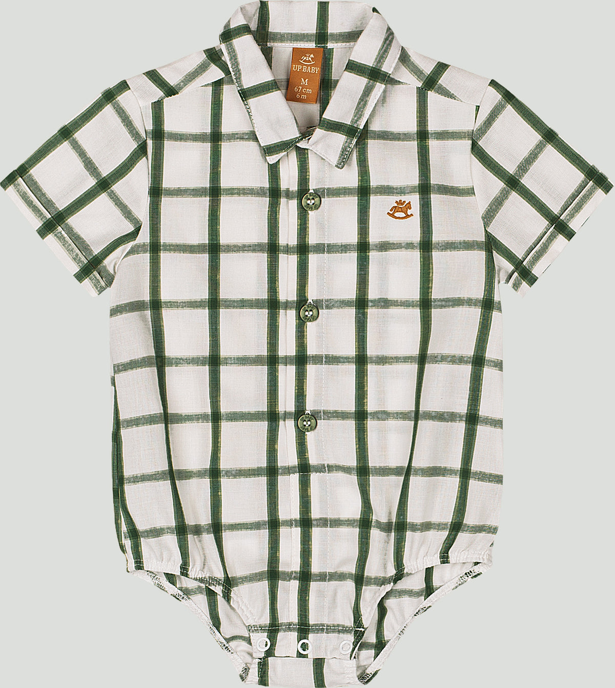 Set conjunto camisa mameluco rayas cuadros blanco short verde Up Baby 46974-190315