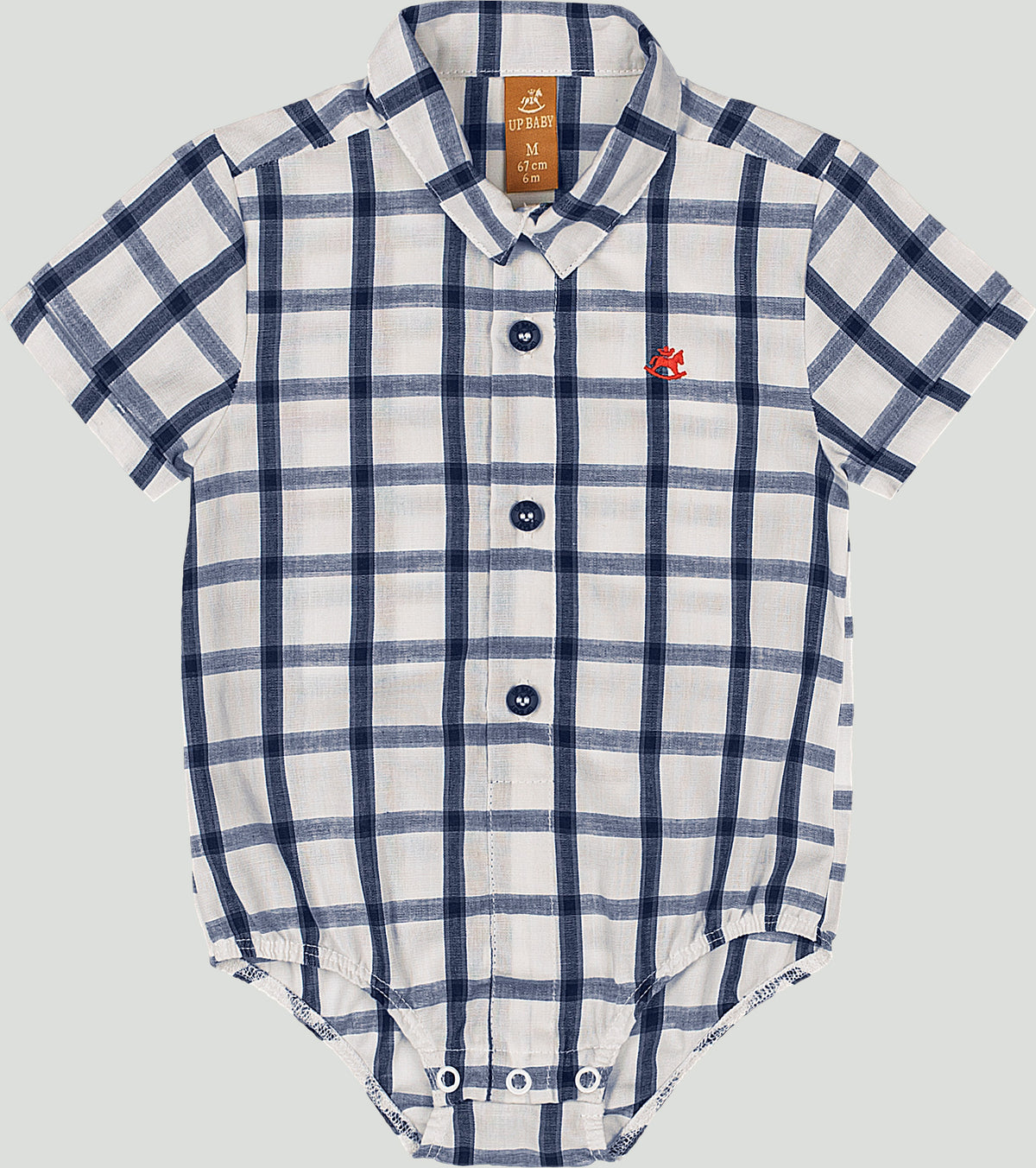 Set conjunto camisa rayas cuadros mameluco blanco short azul Up Baby 46974-193921