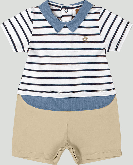 Set Mameluco enterizo blanco azul rayas bebe niño Up Baby 46975-000101